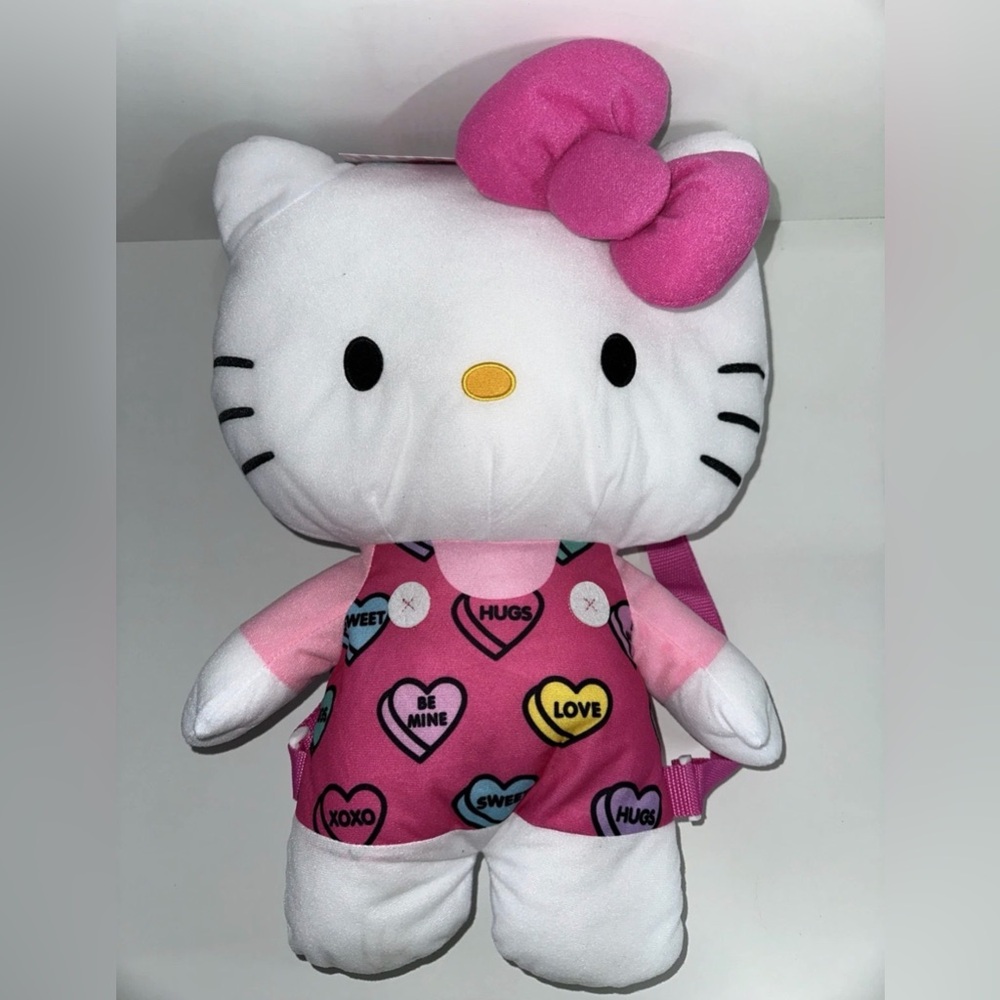 NEW Hello Kitty Jumbo Valentine's Plush Backpack - Picture 2 of 7